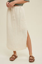 Nara Slit Midi Linen Skirt