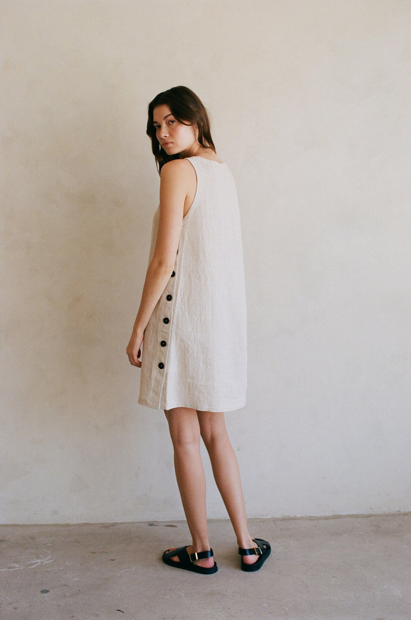 linen button mini dress Blue Linen Sunray Button Mini Dress Mint Velvet