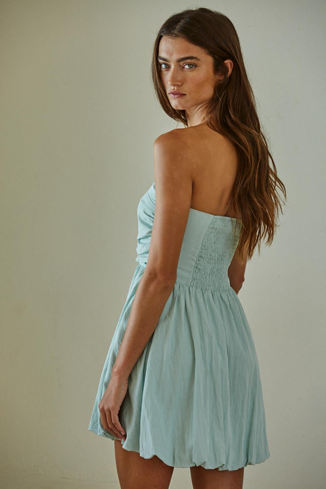 Sasha Bubble Hem Mini Dress - Mint MEDIUM Sasha Bubble Hem Mini Dress - Mint MEDIUM