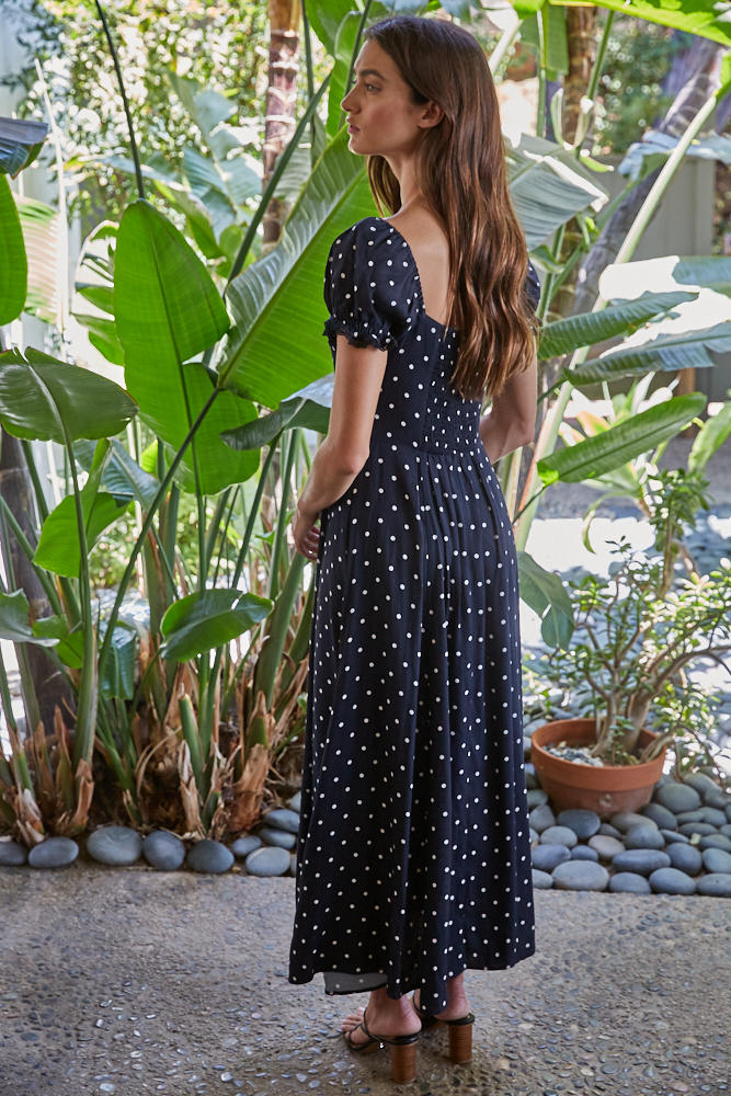 Pippa Puff Sleeve Polka Dot Midi Dress LARGE Pippa Puff Sleeve Polka Dot Midi Dress LARGE