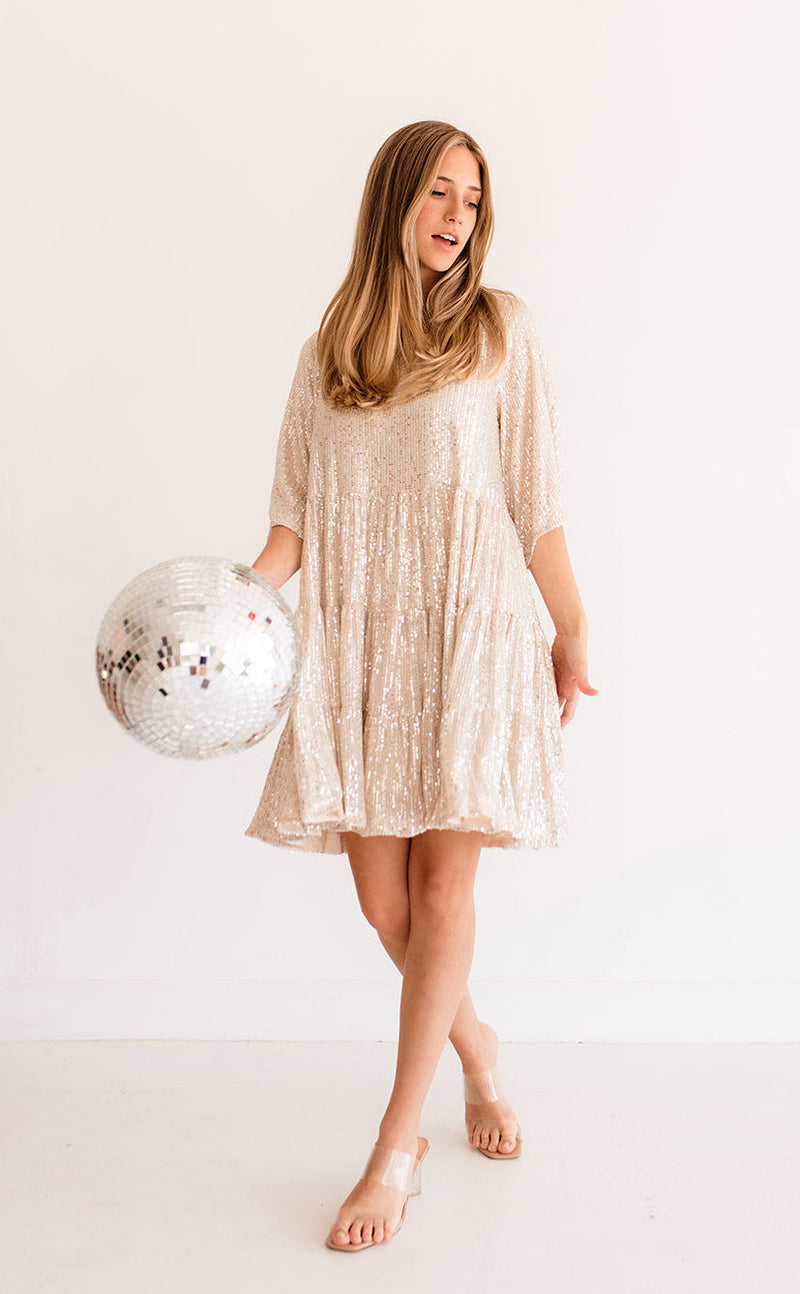 Set Your Sights Sequin Babydoll Dress Set Your Sights Sequin Babydoll Dress