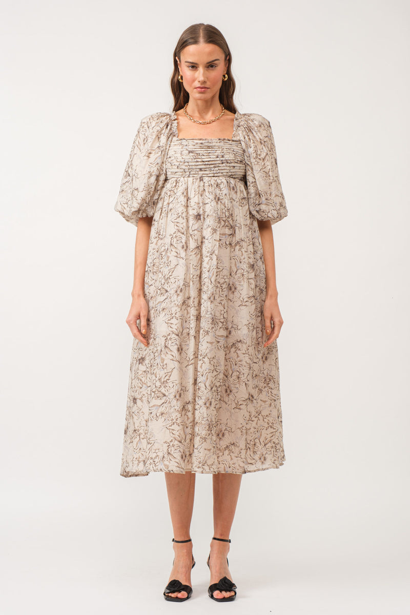 the melody smocked midi dress in floral Women's The Embroidered Melody Smocked Midi Dress in Wild Poppy - Size XL