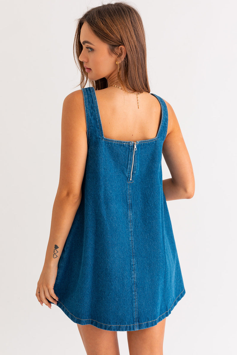 Ada Flared Denim Dress MEDIUM Ada Flared Denim Dress MEDIUM
