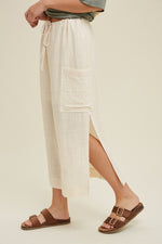 Nara Slit Midi Linen Skirt