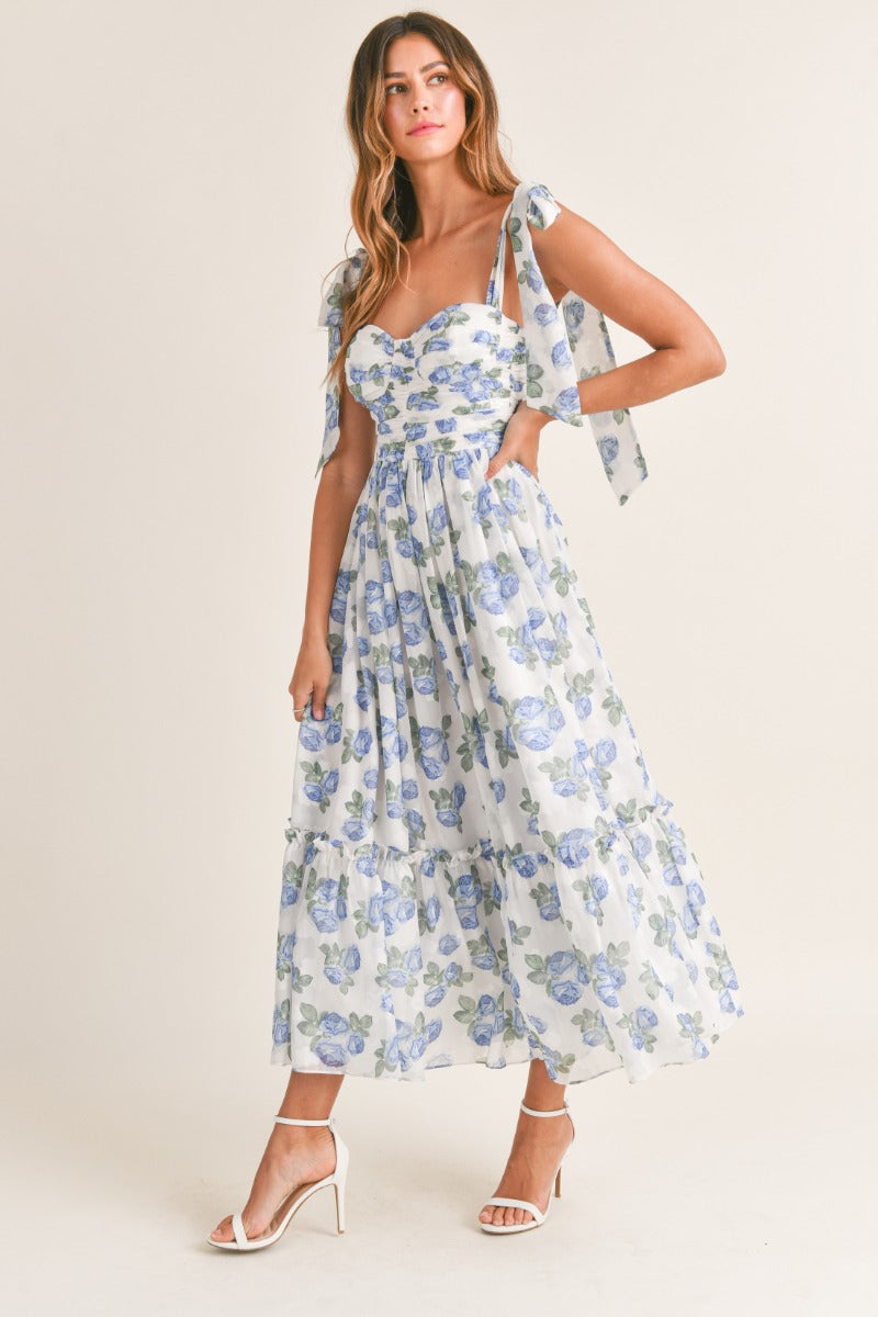 Kasey Ruched Floral Tiered Midi Dress CAYLO Kasey Ruched Floral Tiered Midi Dress CAYLO