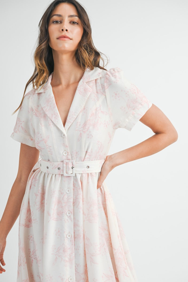 Isla Printed Midi Dress - Pink Medium Isla Printed Midi Dress - Pink Medium