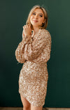 Event Ready Sequin Padded Shoulder Dress