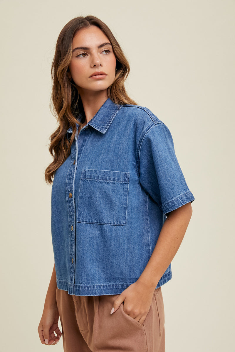 Kit Denim Cotton Boxy Top