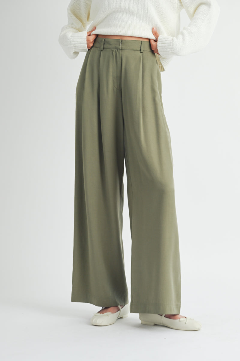 Fraser Tencel High Rise Trousers - Olive