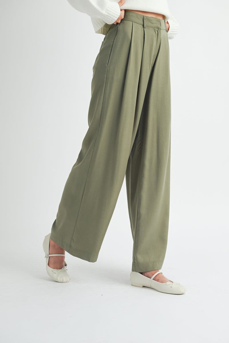 Fraser Tencel High Rise Trousers - Olive