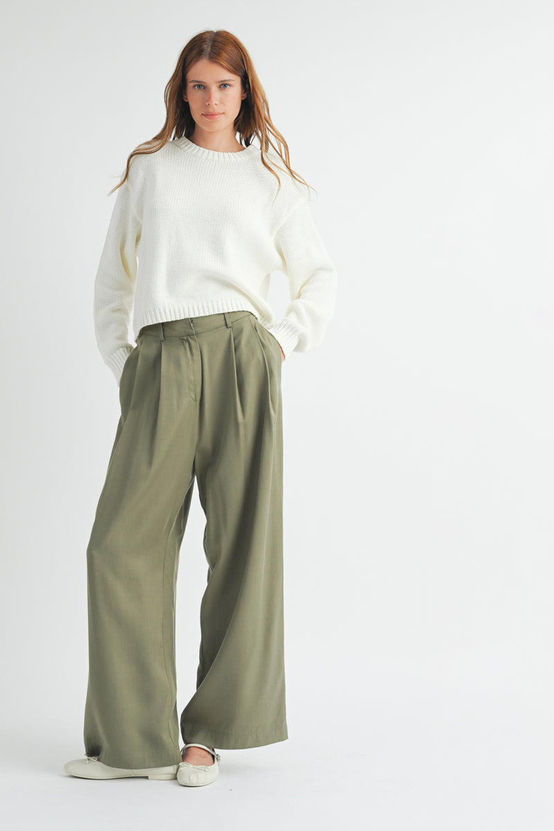 Fraser Tencel High Rise Trousers - Olive