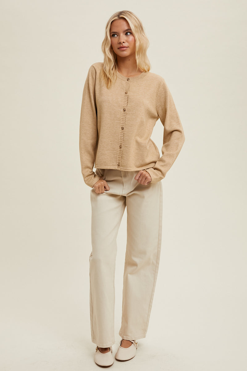 Kingsley Button Down Cardigan Viscose - Oatmeal