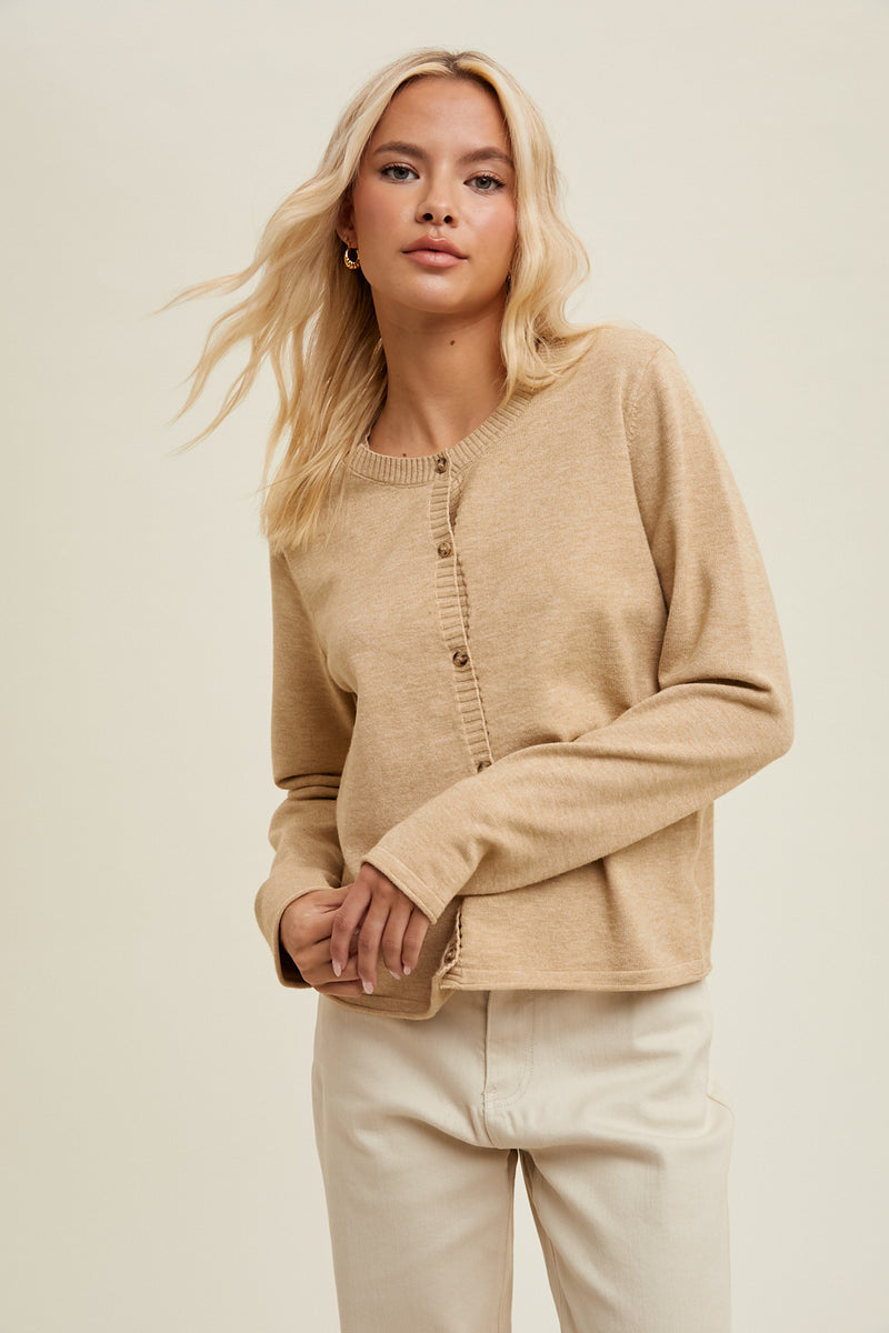 Kingsley Button Down Cardigan Viscose - Oatmeal