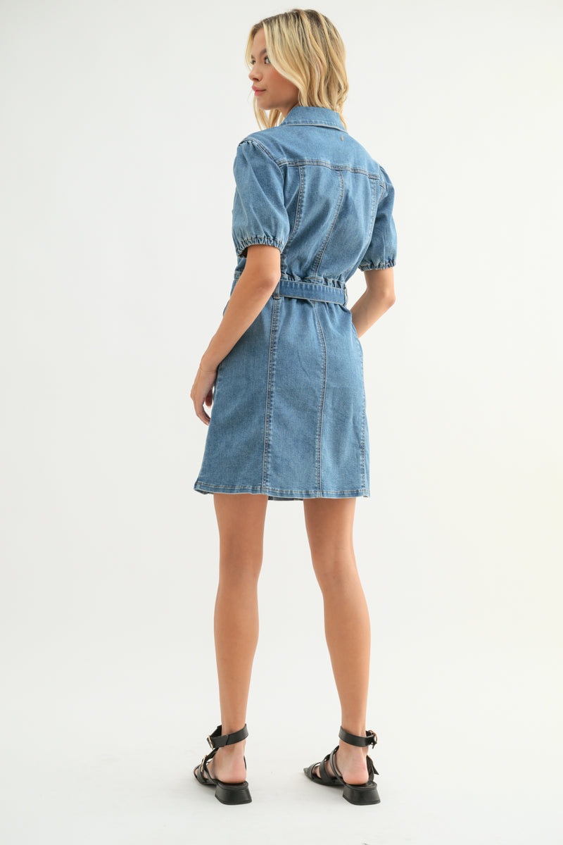 Trendsetter Cotton Denim Babydoll Dress – CAYLO Trendsetter Cotton Denim Babydoll Dress – CAYLO