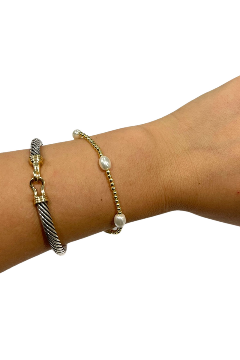 Beaded 18k Gold Plated Bracelet With Pearls
