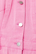 Sora Pocketed Denim Romper- Pink