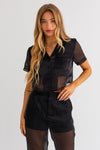 Minna Sheer Button Down Top