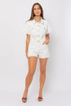 Sora Pocketed Denim Romper- White