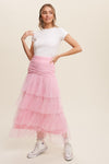 Allegro Tulle Midi Skirt - Pink