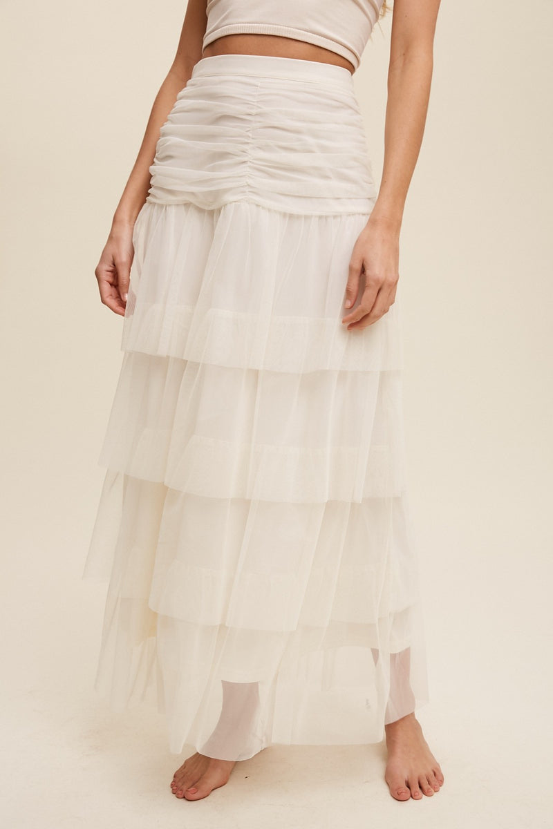 Allegro Tulle Midi Skirt - Cream