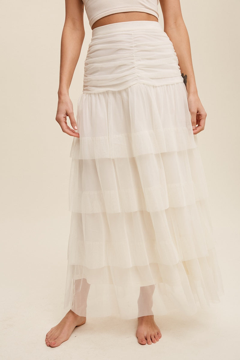 Allegro Tulle Midi Skirt - Cream