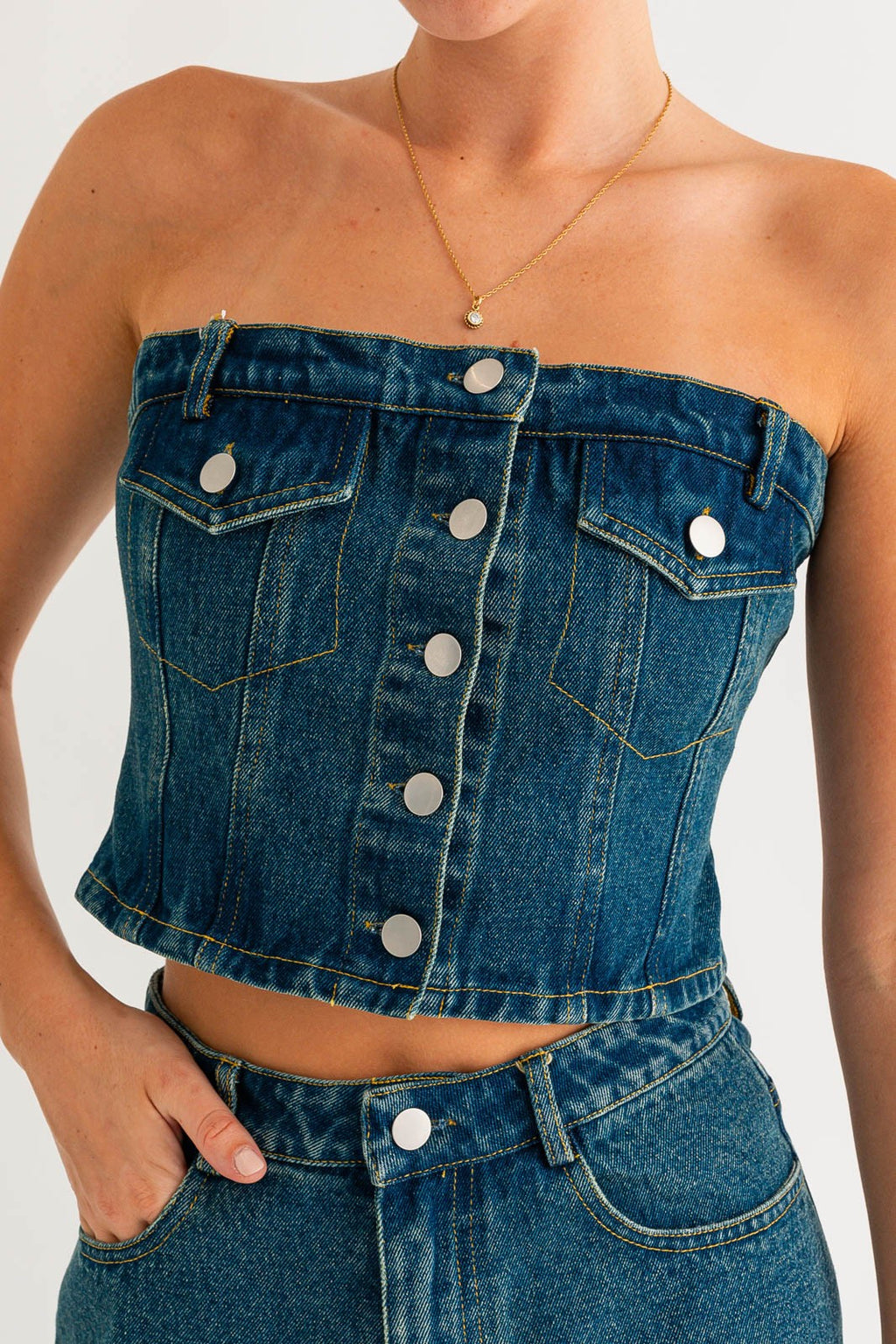 Lizzie Denim Strapless Top