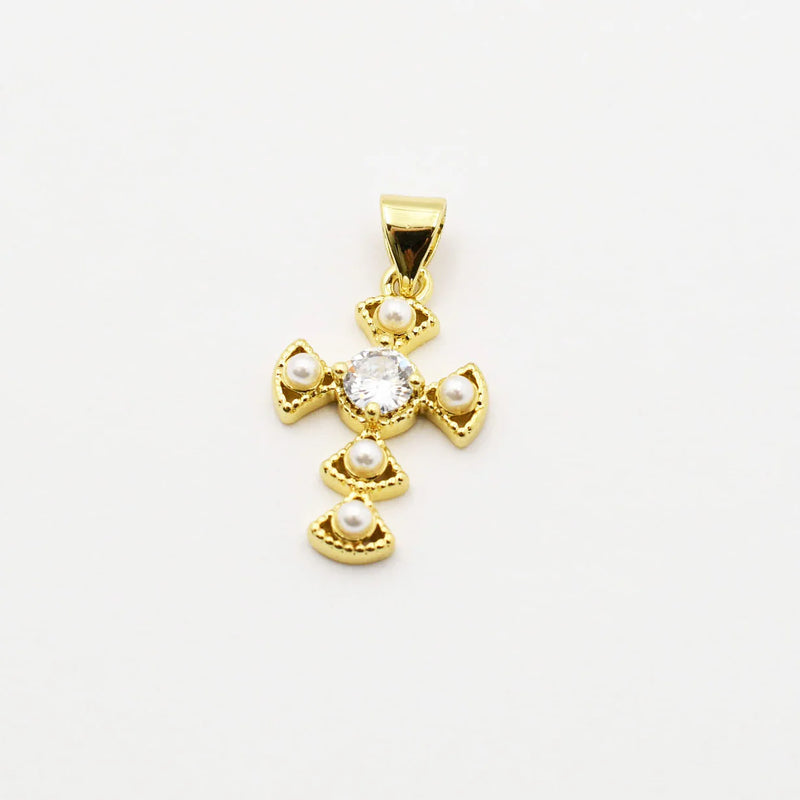 Embellished 14K Gold Plated Cross Charms