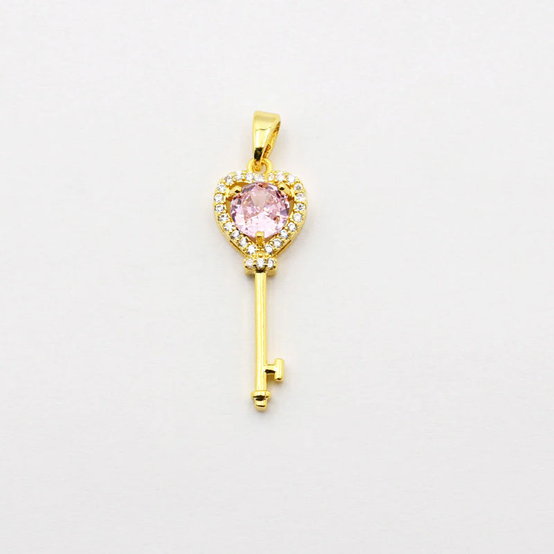 Embellished 14K Gold Plated Key Charms
