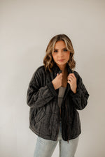 Timber Cotton Blend Pocketed Quilted Jacket - Charcoal