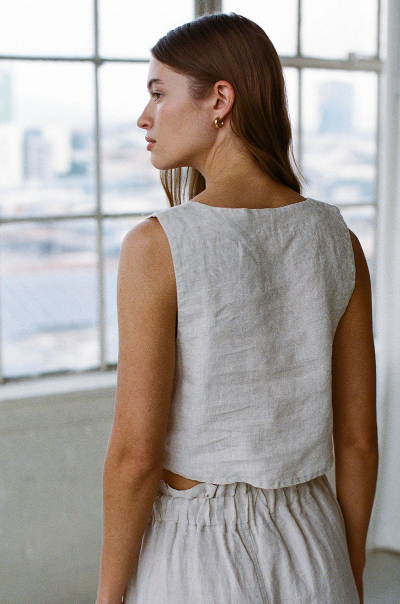 Suki Linen Cropped Tank Top