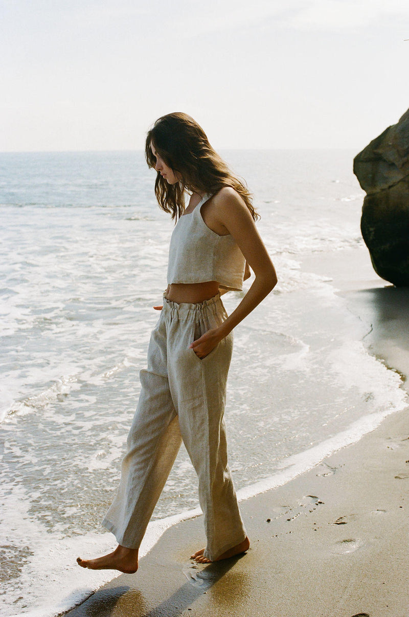 Suki Linen Cropped Tank Top