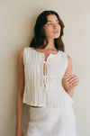 Novella Pleated Linen Tie Top
