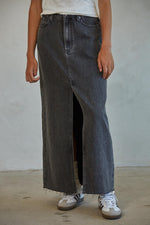 Fast Forward Slit Midi Denim Skirt