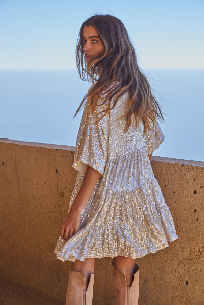 Set Your Sights Sequin Babydoll Dress SMALL Set Your Sights Sequin Babydoll Dress SMALL