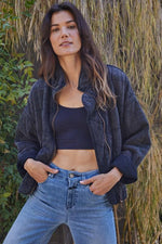 Timber Cotton Blend Pocketed Quilted Jacket - Charcoal