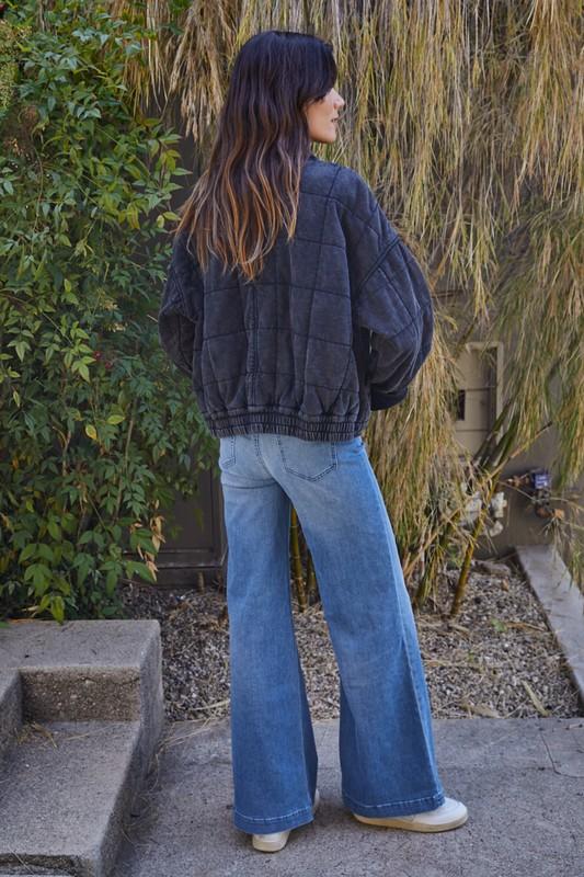 Timber Cotton Blend Pocketed Quilted Jacket - Charcoal