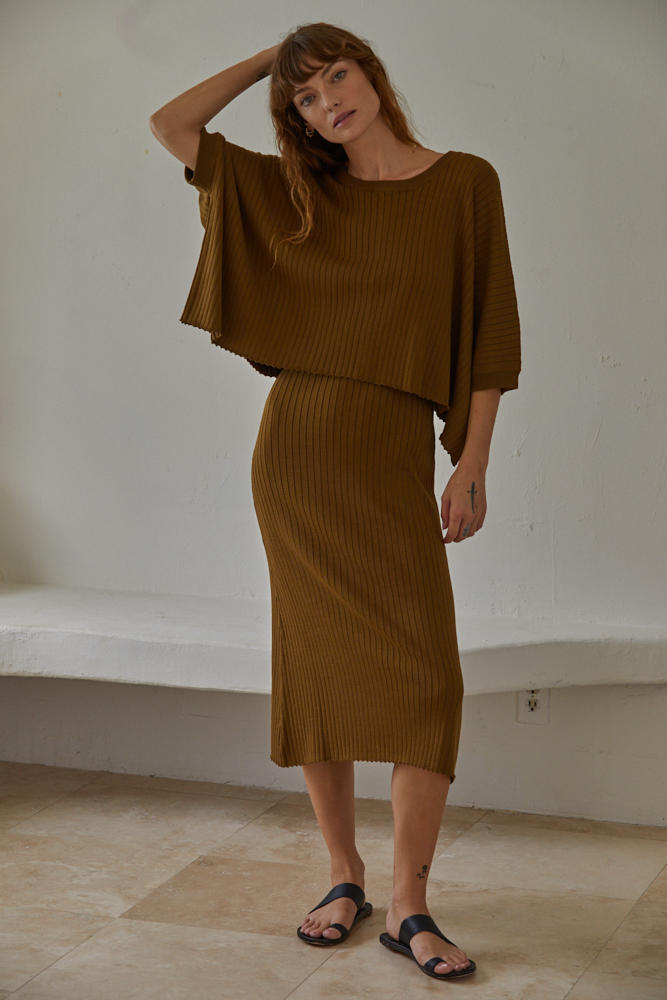 Byron Ribbed Knit Dollman Top - Olive