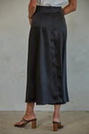 Parker Slit Satin Maxi Skirt - Black