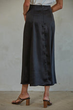 Parker Slit Satin Maxi Skirt - Black
