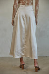 Parker Slit Satin Maxi Skirt - White Sand