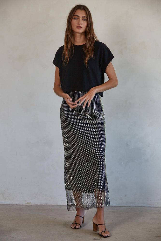 Bellamy Rhinestone Skirt - Black