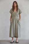 Amora Button Down Cotton Midi Dress