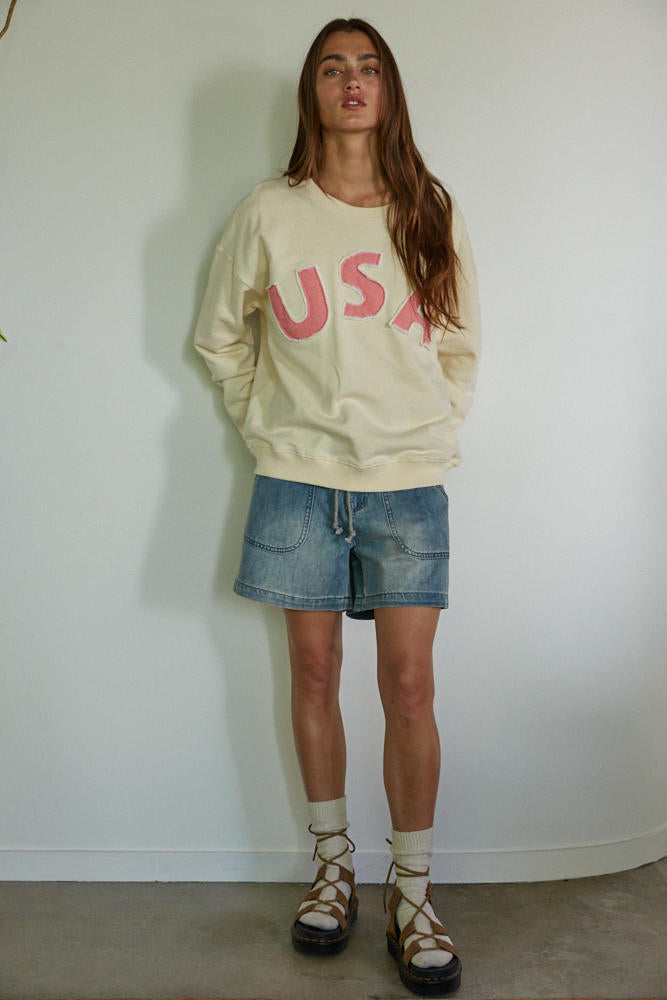 USA Patch Pullover Sweatshirt