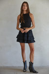 Diana Lace Ruffle Skort - Black