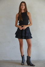Diana Lace Ruffle Skort - Black