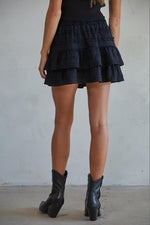 Diana Lace Ruffle Skort - Black