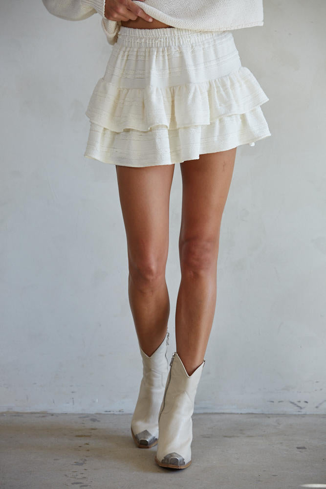 Diana Lace Ruffle Skort - Ivory