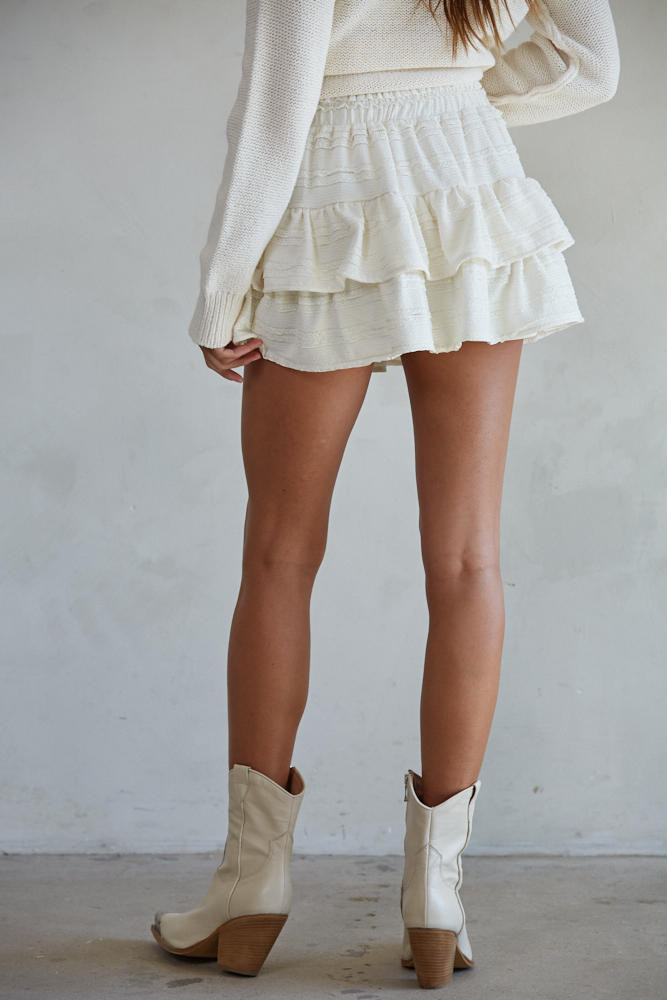 Diana Lace Ruffle Skort - Ivory