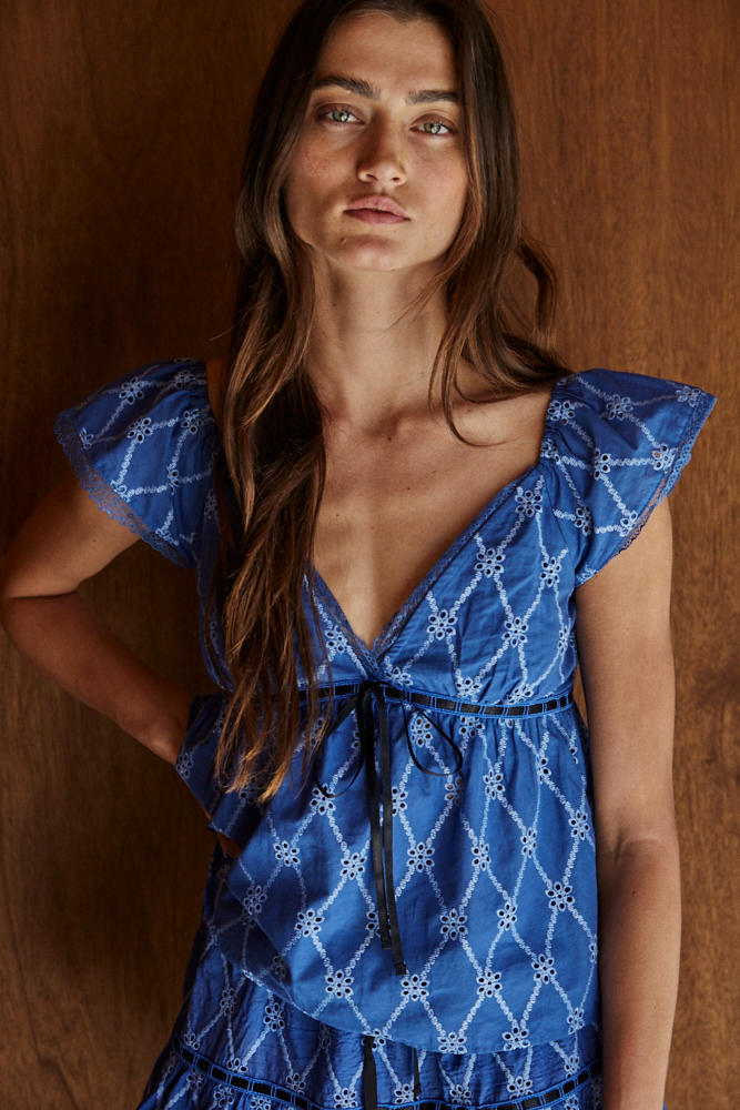 Marney Embroidery Eyelet Top