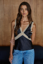 My Darling Contrast Lace Trim Top